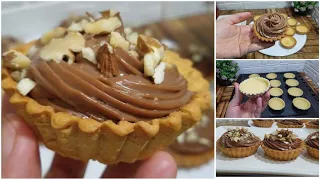 تارتولات الشكولاطة والموز بكريمة تهبل احسن مشروع للمحلات  تارت الشكولاطة  tartelette chocolat banane