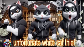 🤑🥷Unfortunate White Cat Thief🐱🚔😿#cat #family #funny #kitten #aiart #cute #theif