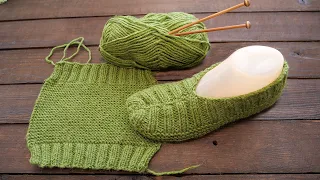 Следки для новичков спицами 🌵 Knitted slippers for beginners