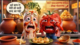 मूली ने गलती से हरी मिर्च खा ली 🌶️ || ₹10 में पूरा मुँह जल गया! || गोलगप्पे या मिर्ची #cartoonvideo 