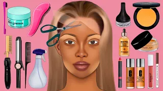 메이크업 ASMR 매력적인 서양인의 가발 & 메이크업으로 완벽변신! | WIG INSTALL & MAKEUP | BLACK BEAUTY MAKEUP ANIMATION