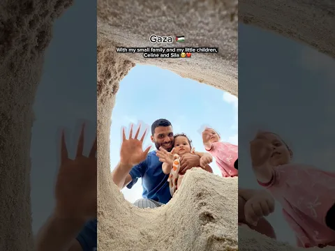 With my two beautiful daughters, Celine and Sila, on the beach in Gaza ❤️🥹