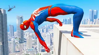 Spider-Man Falls From the Highest Buildings in GTA 5! 😱 | Epic Rescue Jumps & Fails
