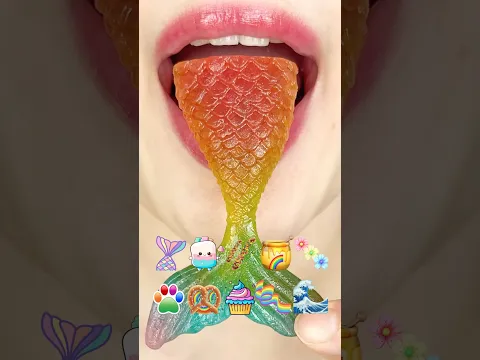 ASMR RAINBOW EMOJI FOOD 🌈 알록달록 무지개 🌈 이모지 먹방 (sped up)