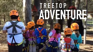 The kids trying Treetop Adventure