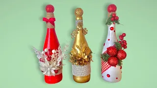 3 Botellas de Vino para regalar o vender. Navidad 2021. Adornos navideños. Diy. Artesanato