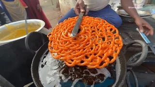 Gigantic! Deep-Fried Spirals Of Dough Served With Syrup - Giant Indian Food