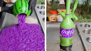 Satisfying ICE Cream #25 🍉 Watermelon Jelly vs COCACOLA Drink Street IceCream