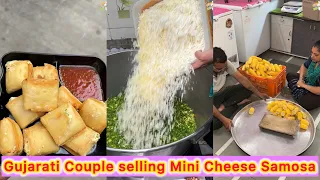 Gujarati Couple selling Mini Cheese Samosa in Huge Quantity😍😍 Samose ki Home Factory 🤩🤩