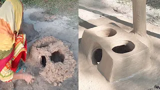 How to make mud clay oven for outdoor cooking || মাটির চুলা তৈরি করার সহজ পদ্ধতি#Part-9