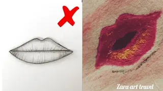 #How to draw beautiful lips#no paints and sketch🙆😍#zara art travel 😍