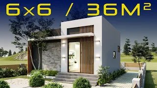 🏡 DISEÑO de Casa PEQUEÑA 6x6 metros, plano de CASA MODERNA Y PEQUEÑA 2025 😍