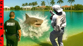 We FOUND a GIANT SHARK Stuck in a FRESHWATER POND! **COPS Called by a KAREN Going CRAZY**