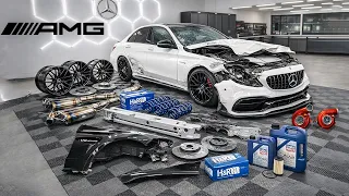 BUILDING a Cheap, Wrecked MERCEDES AMG C63s (Start to Finish)
