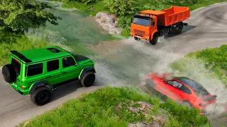 Cars vs Fast Flowing River in BeamNG Drive #3