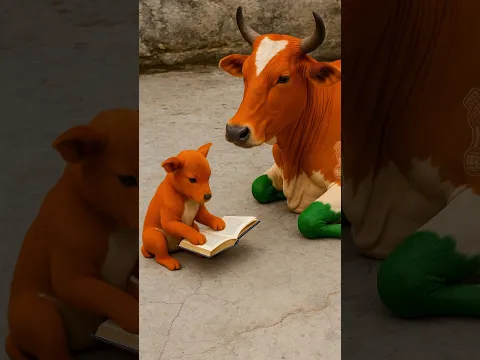 CHHOTU KA COW PUPPY STUDY KER RAHA HAI 😍 INDIA YA PAKISTAN 🎉 #shorts #animals