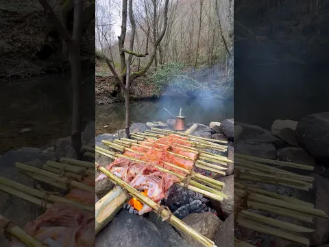İlkel Yöntem ile Somon Alabalık Pişirme 🐟 - Cooking Salmon and trout with a primitive method