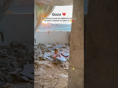 Celine is trying to learn among the rubble 💔📚🥹🇵🇸