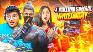 4 MILLION SPECIAL 😱 10,000 ₹ GIVEAWAY 💸 Kon Banega Lucky Winner ? 🤑 #freefire #freefiremax 