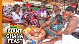 GHANAIAN WOMEN COOK AND EAT GHANA FOOD IN A SMALL VILLAGE  | LIVING IN  GHANA AFRICA