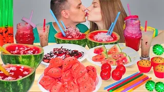 Postre de comida de sandía & receta | ASMR Mukbang Mari ZD