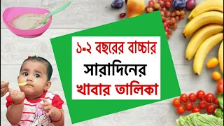 1-2 বছর শিশুদের খাদ্য তালিকা | Complete Diet Chart for 1-2 Year Old Baby /১ থেকে ২ বছরের শিশুর খাবার