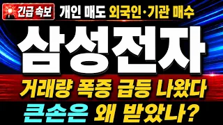 [삼성전자 주가전망] (속보)거래량 폭증하며 급등! 큰 손이 받는 이유