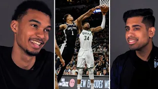 Victor Wembanyama Reacts To His Highlights Against Giannis!