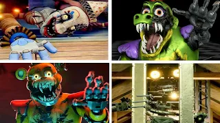 All Animatronics Destroyed (DEATH Cutscenes) | FNAF Secret of The Mimic + Security Breach + Ruin DLC