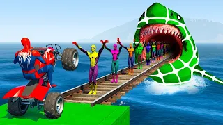 الأبطال الخارقين على دراجة نارية على - Superheroes on a motorcycle ride on the bridge of spider-man