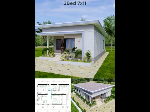 Small House Design 7x11 Meters 2 Beds Shed Roof 23x36 Feet #home #homedesign #housedesign #houseplan