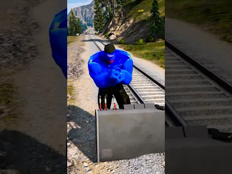 GTA V: BLUE HULK SAVING SHE HULK FROM THOMAS THE TRAIN #shorts #thomas #train