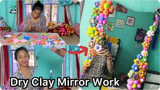 মাত্র ৫০ টাকায় আমার প্রথম Dry Clay দিয়ে কাজ😍Viral Mirror Work💥
