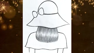 Easy a girl wearing hat drawing 💚 Easy girl drawing 🥰 girl drawing 💚