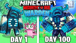 I Survived 100 DAYS as a WARDEN in HARDCORE Minecraft!