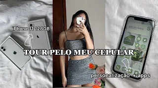 TOUR PELO MEU NOVO CELULAR 📲 IPhone 11 branco | apps + personalização