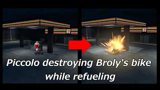 給油中にブロリーのバイクを破壊するピッコロ (Piccolo destroying Broly's bike while refueling)