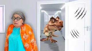 Super Granny juega con Dino y otros animales divertidos