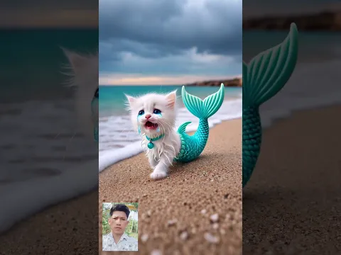 when a green mermaid kitten is attacked on the beach #cat #cute #story #ai