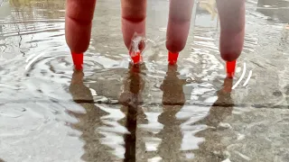 ASMR in the rain - concrete scratching - camera taps