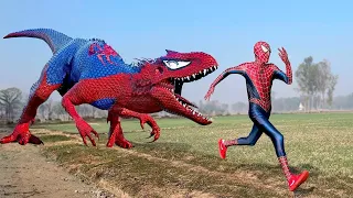 Homem Aranha e o Dinossauro Gigante ( Homem Aranha Desenho Animado ) spider Dinossaur