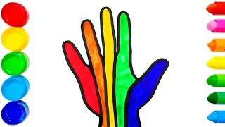 Easy drawing colorful rainbow hand for kids toddlers preschool  #easydrawing #drawing #coloring