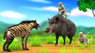 सुवर बन्दर की दोस्ती और लकड़बग्घा Pig Monkey and Hyena Friendship Story Kahani Hindi Kahaniya