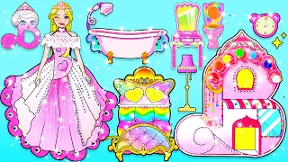 Học Làm Búp Bê Giấy - Rapunzel Trang Trí Nhà Chữ B Hồng Xinh Đẹp - Câu Chuyện Của Barbie