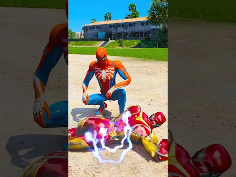 GTA V SPIDER MAN REPAIRING IRON MAN #shorts | GERINGG