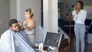 HIRED A HOT BARBER TOO SEE MY ANGRY WIFE REACTION *BAD IDEA*