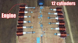 DIY 12 cylinders solenoid engine  | Solenoid motor