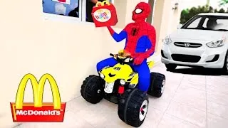 Spiderman McDonald's Drive-Thru Prank: Hulk, Joker, and Funny Cars in Action!