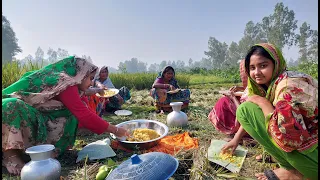 ধান কাটা উপলক্ষে সবাইকে নিয়ে খিচুড়ি খেলাম | Village life with Shampa