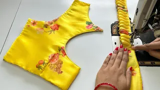 Boat Neck Blouse Design || Cutting And Stitching Back Neck Blouse Design || Frill Blouse Ki Design